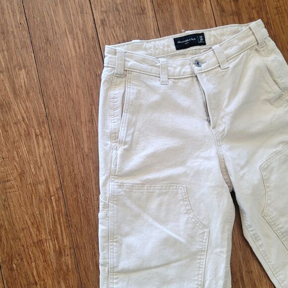 Abercrombie & Fitch Relaxed Fit Men's Size 28 x30 Baggy Work Wear Jean - Ivory - Picture 6 of 9